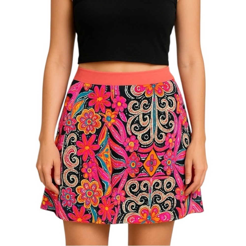 PrAna Small (Medium) Athletic A Line Mini Skirt Elastic Waist Colorful